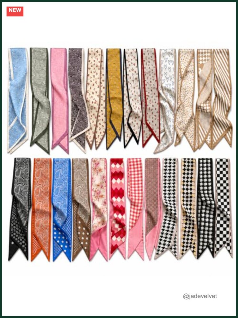 24 PCS Multifunctional Silk-Like Polyester Scarves for Women Neck Head Hair Bag